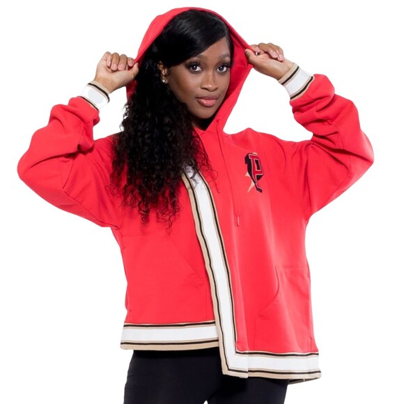 PUMA X JUNE AMBROSE Red High Court Hope Oversized Poncho Hoodie SIZE LARGE - Picture 2 of 16
